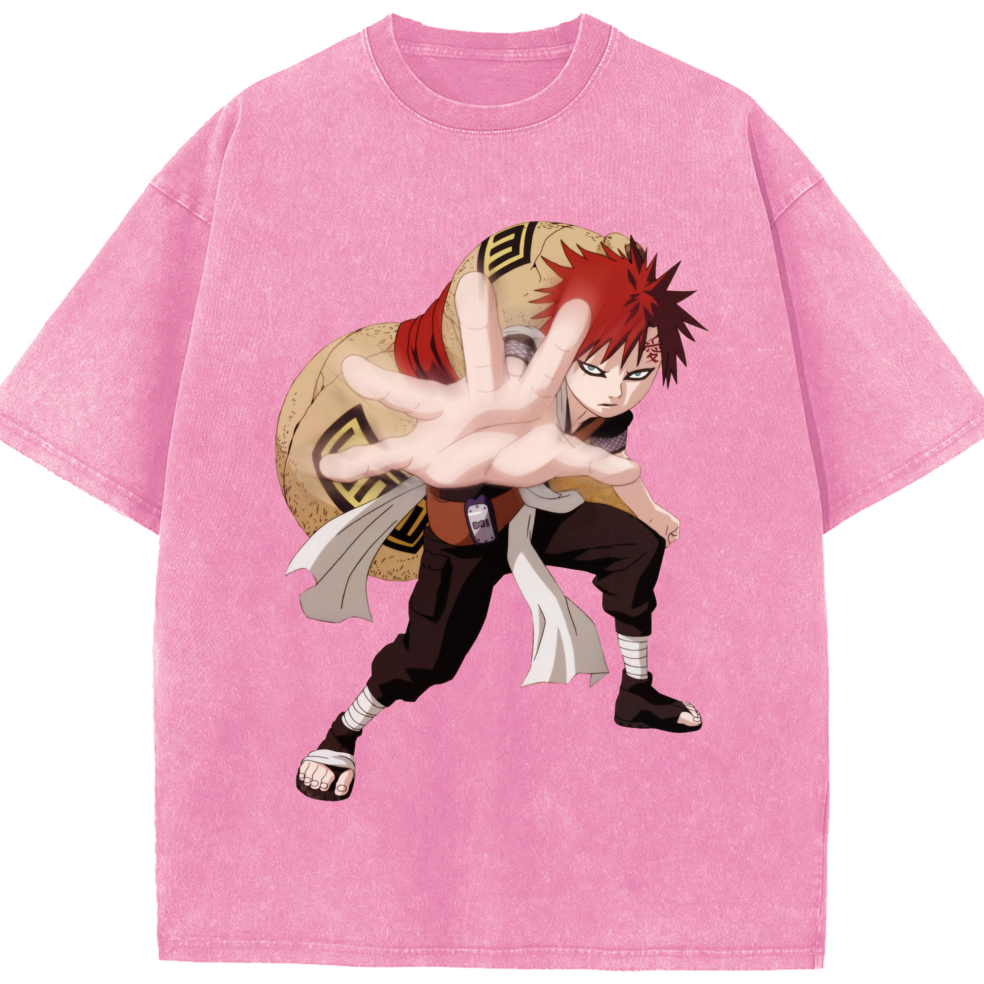 （画像用） NARUTO -ナルト- ガアラ Gaara 綿100% ヴィンテージ風 半袖Tシャツ（フロントプリント）